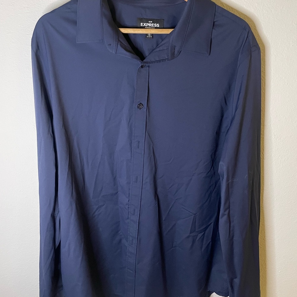 Express blue stretch dress shirt XL